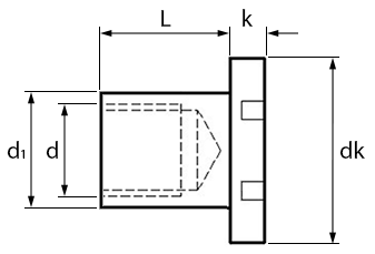 2-Hole Pan Head Barrel Nuts Technical Drawing