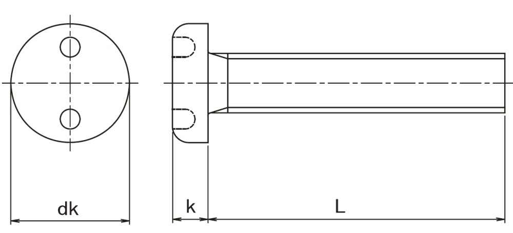 2 Hole Pan Machine Screw Technical Drawing