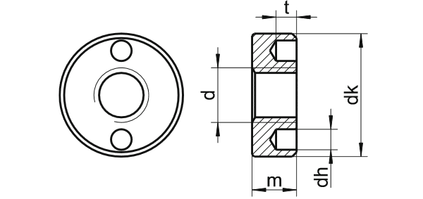 2 Hole nut technical drawing 