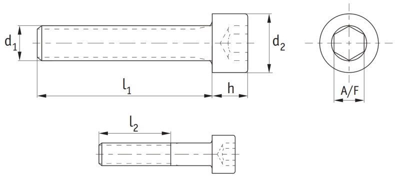 Brass Hexagon Socket Cap Screws (DIN 912) Technical Drawing