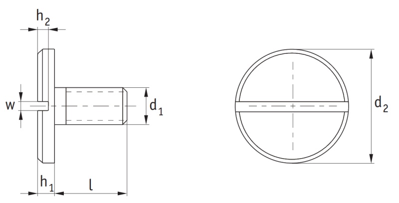 Brass Slotted Pan Head Screws (DIN 921) Technical Drawing