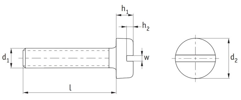 Brass Slotted Cheese Head Screws (DIN 84) Technical Drawing