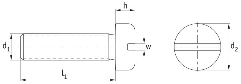 Brass Slotted Pan Head Screws (DIN 85) Technical Drawing