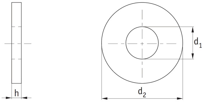 Brass Flat Washers (DIN 433) Technical Drawing