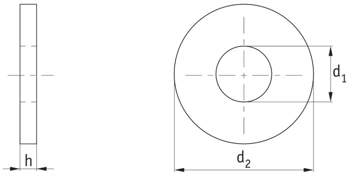 Brass Flat Washers (DIN 125 Form B) Technical Drawing