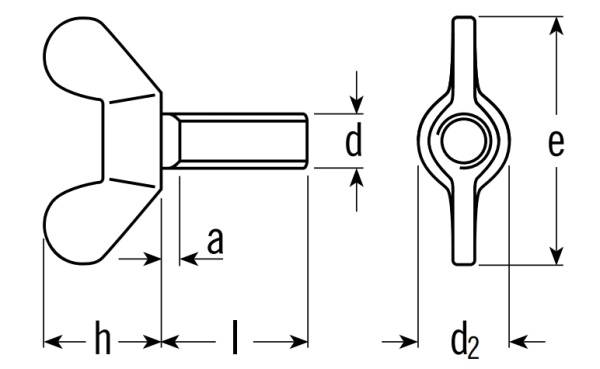 Brass Wing Screws German Form Technical Drawing