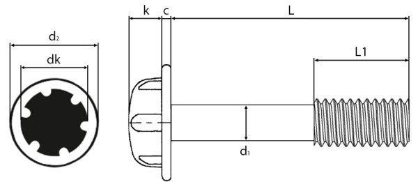 Security System Zero Captive Screws Technical Drawing