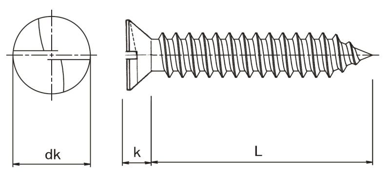 Clutch Head Countersunk Self Tapping Security Screws Technical Drawing