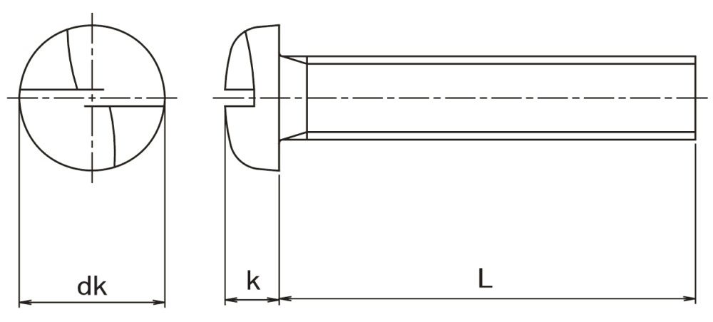 Clutch Head Pan Machine Screw Technical Drawing