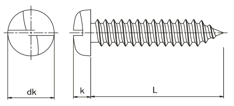Clutch Head Round Self Tapping Security Screws Technical Drawing