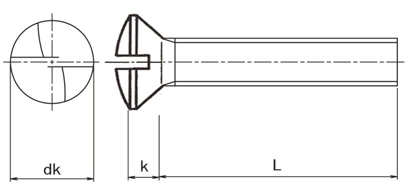 Clutch Head Raised Countersunk Security Screws Technical Drawing