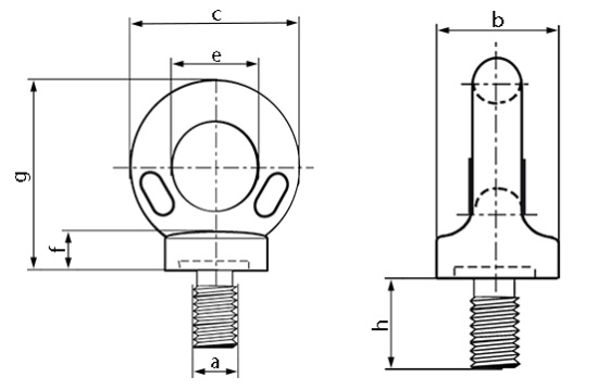 Collared Eyebolt Technical Drawing