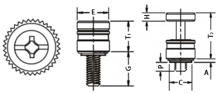 Combi Non-Spring Self Clinch Captive Panel Fasteners Technical Drawing