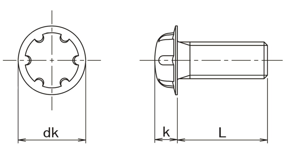 E-6 Drive Machine Screw Technical Drawing