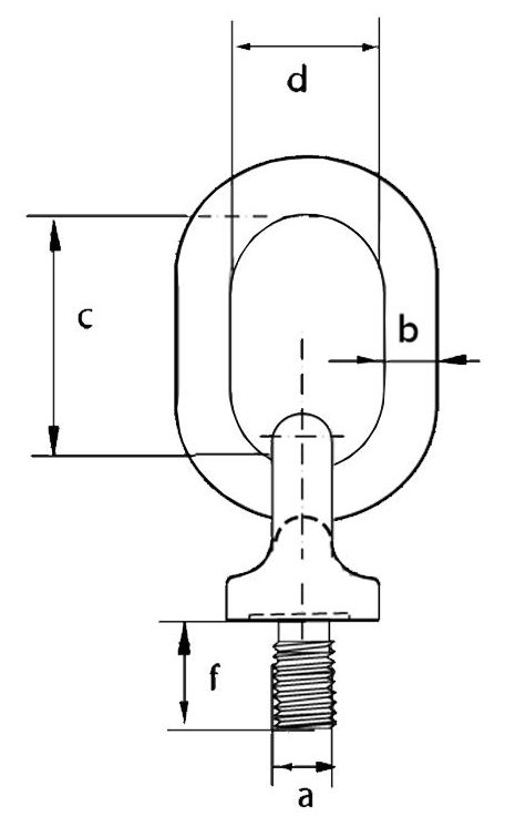 Eyebolts with Link Front Technical Drawing