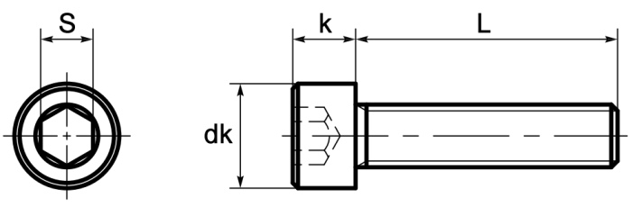 Hastelloy Hex Socket Cap Screws (DIN 912) Technical Drawing