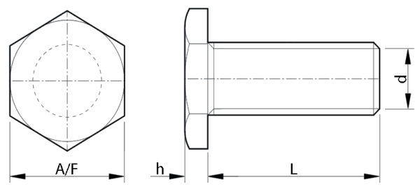 Hex Head Micro Profile Screws Technical Drawing