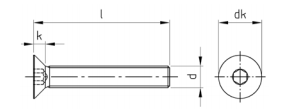 High Corrosion Resistant Hex Socket Countersunk Head Screw Technical Drawing