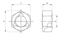 High Corrosion Resistant Prevailing Torque Hex Nuts Technical Drawing