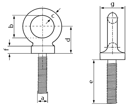 Long Shank Dynamo Eyebolts Technical Drawing