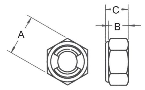 Metal Insert Self Locking Nut Standard Technical Drawing
