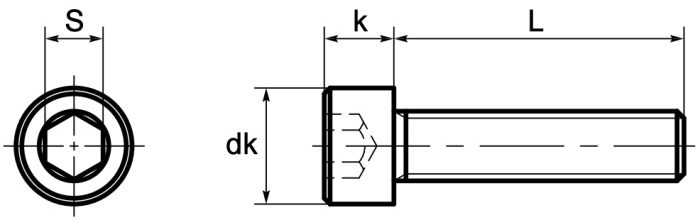 Molybdenum Hex Socket Cap Screws (DIN 912) Technical Drawing