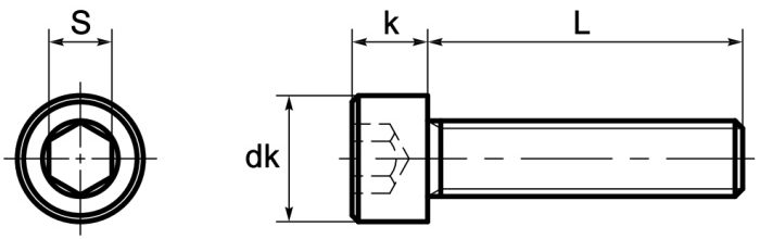 Monel Hex Socket Cap Screws (DIN 912) Technical Drawing