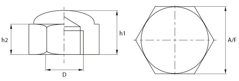 Plastic Hexagon Caps Technical Drawing