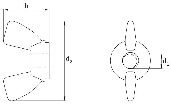 Plastic Wing Nuts American Form Technical Drawing