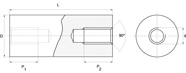 Plastic Round Threaded Nylon Spacers Technical Drawing