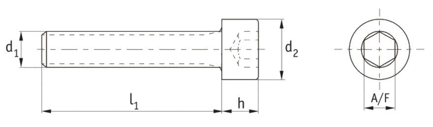 Plastic Socket Cap Screws (DIN 912) Technical Drawing