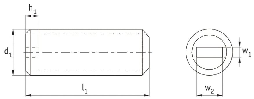 Plastic Slotted Set Screws Flat Point (DIN 551) Technical Drawing