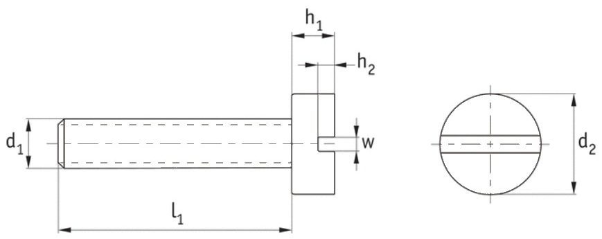 Plastic Slotted Cheese Machine Screw (DIN 84) Technical Drawing