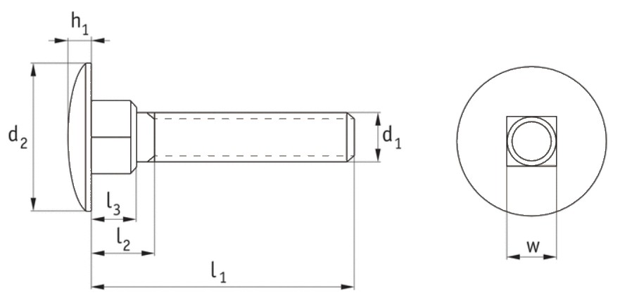 Plastic Carriage Bolts (DIN 603) Technical Drawing