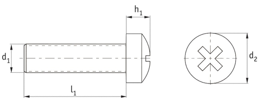 Plastic Phillips Pan Screws (DIN 7985) Technical Drawing