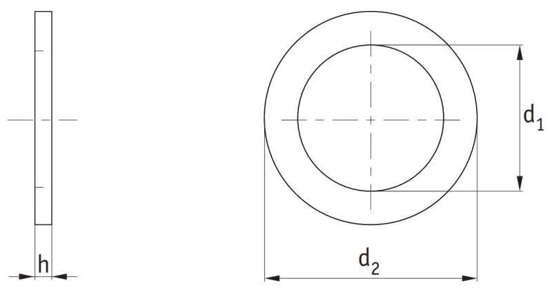 Plastic Flat Washers (DIN 433) Technical Drawing