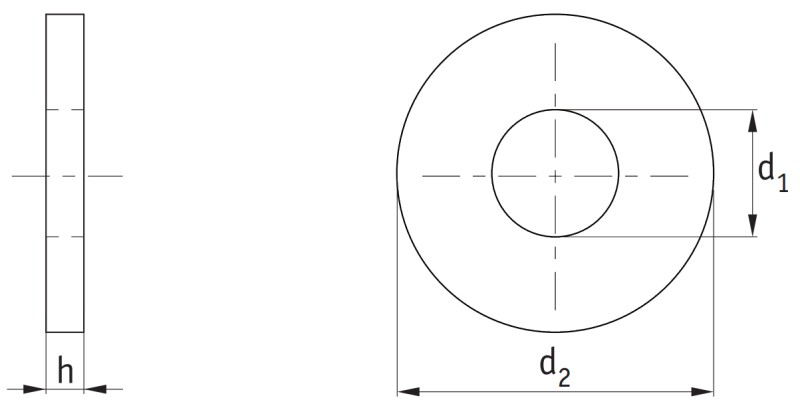 Plastic Flat Penny Washers (DIN 9021) Technical Drawing