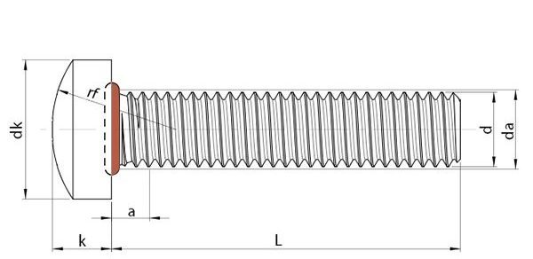 Pan Head O-Ring Seal Screws DIN 7985 Technical Drawing