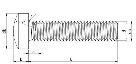 Pan Head Seal Screws with Under Head Seal DIN 7985 Technical Drawing