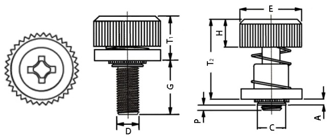 Phillips Low Profile Self Clinch Captive Panel Fasteners Technical Drawing
