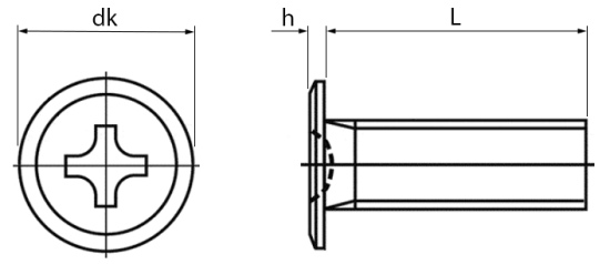 Phillips Micro Profile Head Screws Technical Drawing