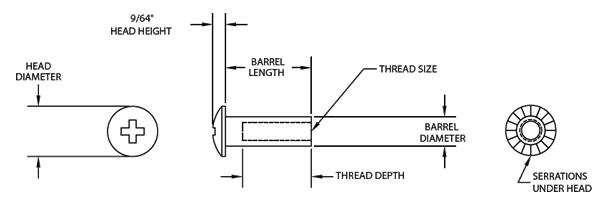 Phillips Oversized Truss Head Barrel Nut Technical Drawing