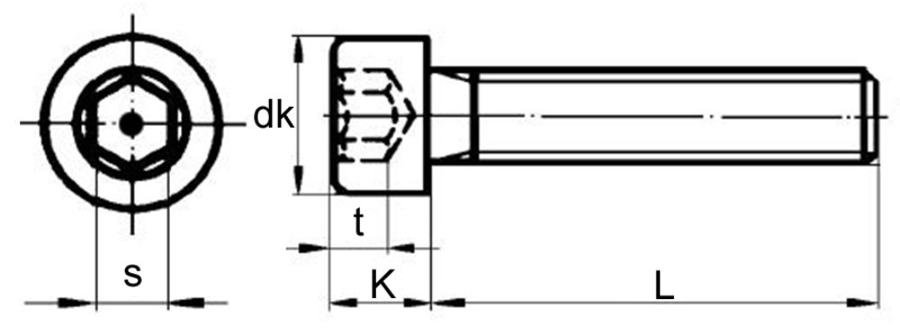 Pin Hex Cap Screw Technical Drawing