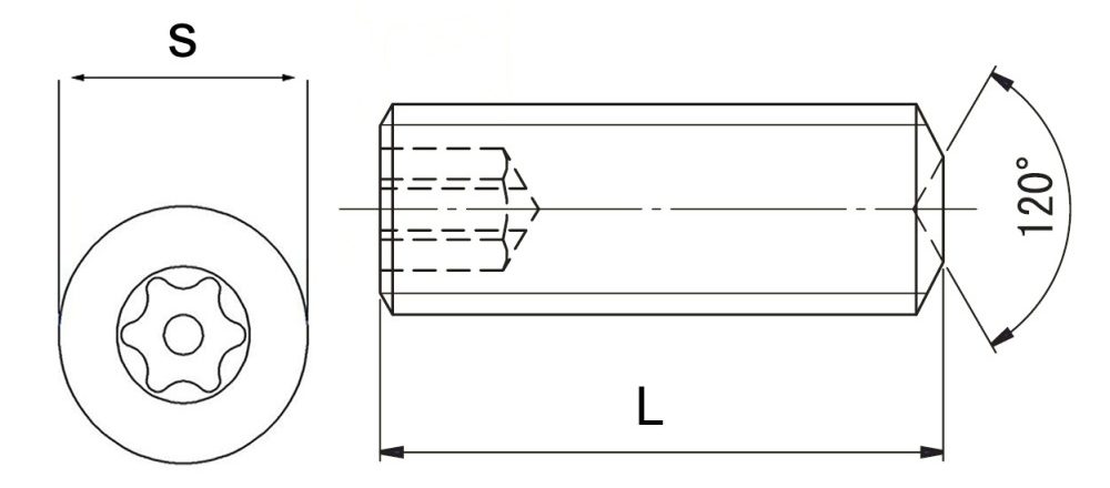 Pin TX Grub Screw Technical Drawing