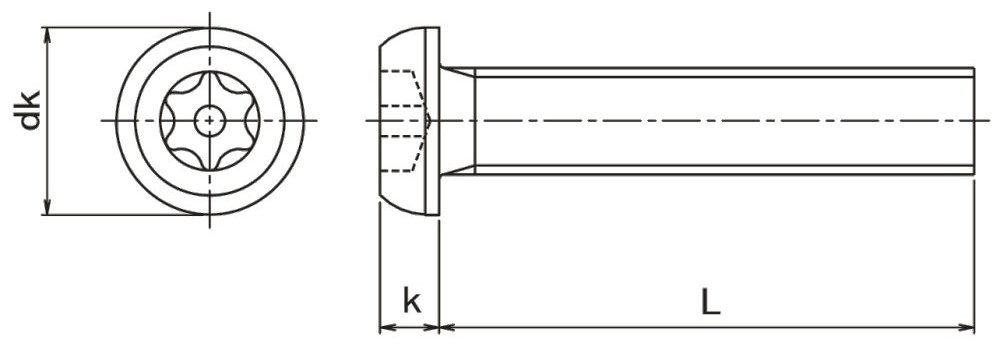 Pin Torx Button Machine Screw Technical Drawing