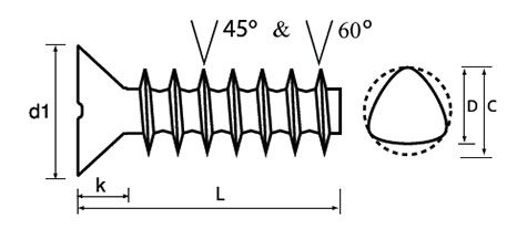 Pozi-Countersunk-Thread-Forming-Screw-For-Plastic-Dim