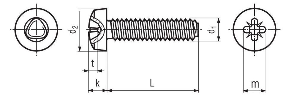 Pozi Pan Thread Rolling Screw Technical Drawing