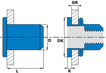 Rivet nut flanged smooth open end