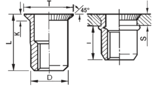 rivet-nut-plain-body-countersunk-head-technical-drawing