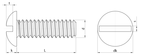 Round Head Seal Screws with Under Head Seal Technical Drawing